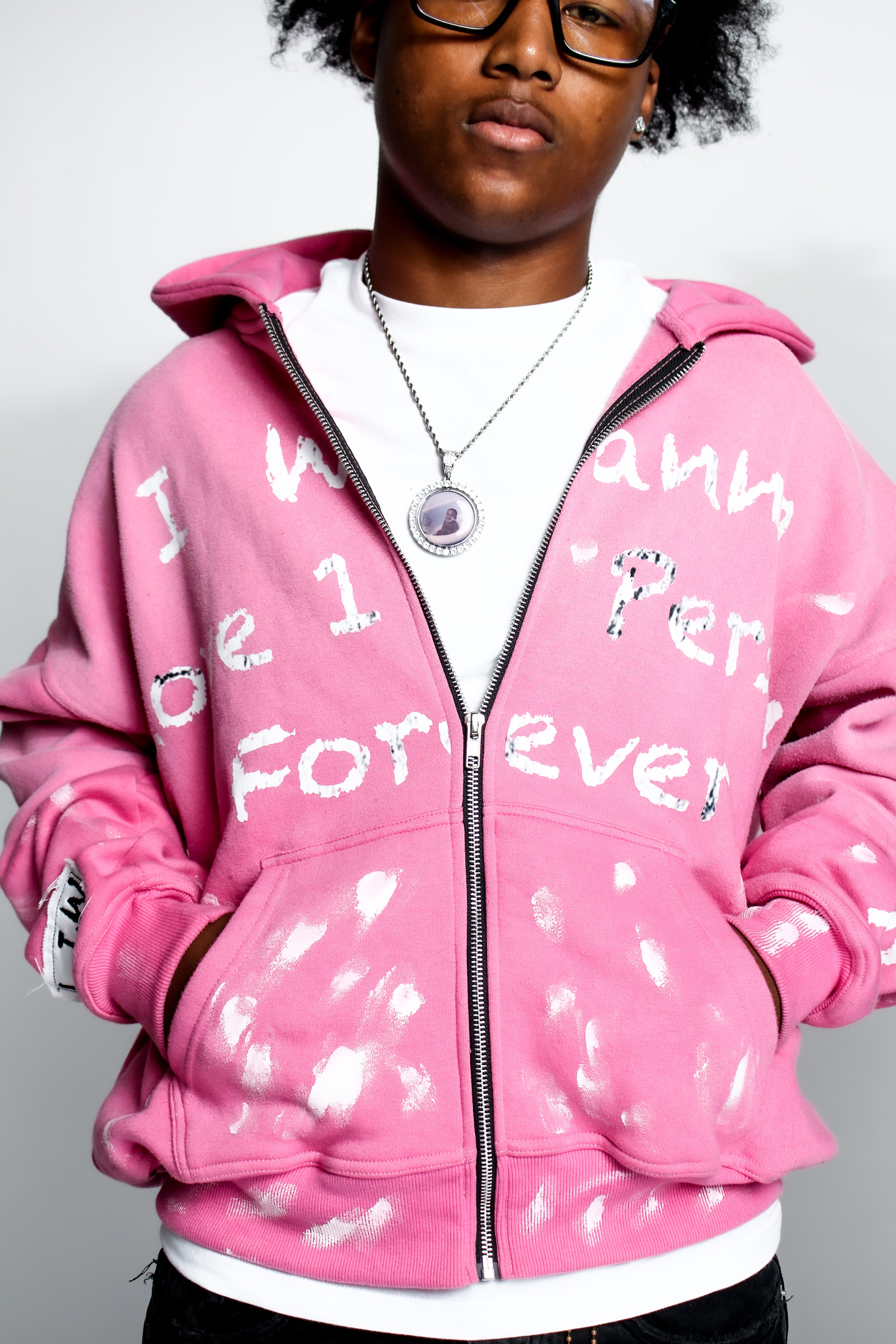 (Love Is War) Splatter Paint Hoodie Pink